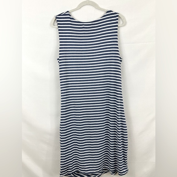 Gibson Look Chambray Blue Striped Sleeveless Side Ruched Lined T Shirt … - Picture 8 of 8